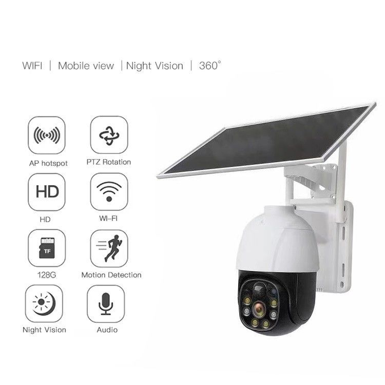 CE 2MP IP WiFi Солнечная камера безопасности PTZ 360 градусов H.265 беспроводная